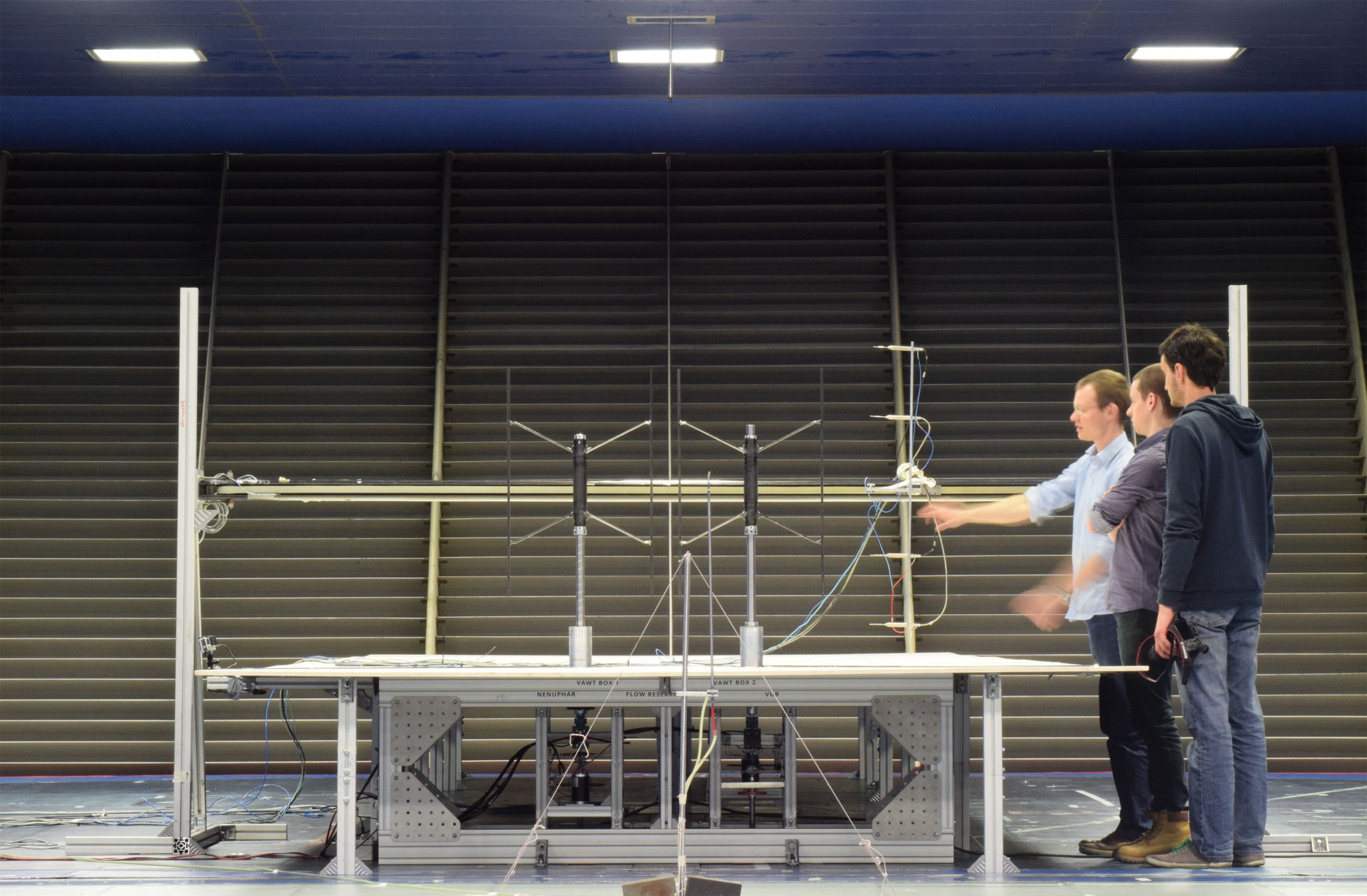 Twin rotor experimental setup at in the large windtunnel of the politecnico Milano.